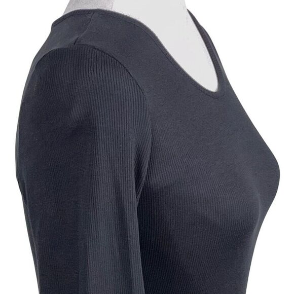 Marine Layer Lexi Rib Long Sleeve Midi Dress Black Size Medium - Picture 4 of 16